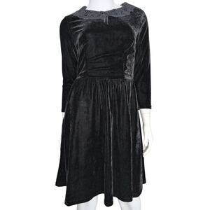 Velvet Lace Collar Midi Dress‎ 4 Preppy Goth Academia Dark Coquette Grunge Retro